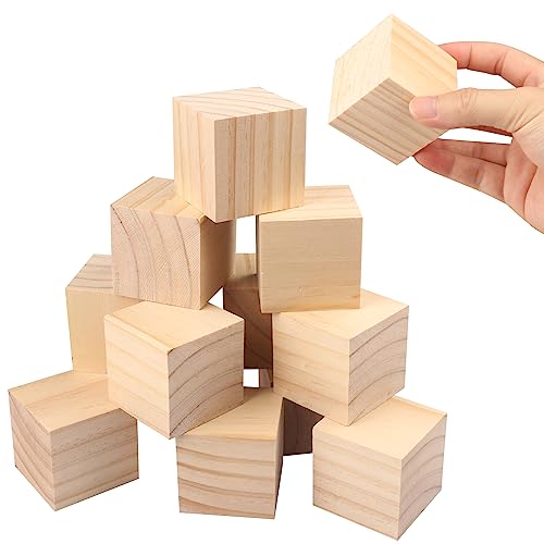 50 Packs Wooden Blocks for Crafts, 2 Inch Pine Wood Cubes, Wooden Cubes for Paint, Stamp, Decorate, DIY Projects and Personalized Gifts,by GNIEMCKIN. GNIEMCKIN