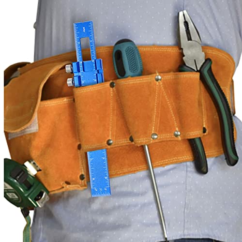 TOURACE Aluminum Woodworking Rulers with Slide Stop (3 Pcs) Precision Pocket Ruler Metal T Track Ruler, Square Ruler Inch and Metric Marking TOURACE