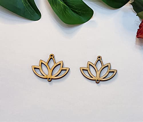 30pcs of Lotus Shape Cutout Wood Earrings Blanks,DIY Unfinished Laser Cut Crafts,Wood Jewelry Accessories (2'') Yuxuanish