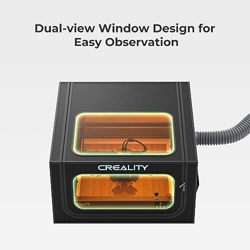 Creality Laser Engraver Cover V2.0 Fireproof and Dustproof Protective Enclosure with Exhaust Fan 4000RPM Pipe for Most Laser Cutter, Insulates Lutyr