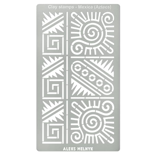 Aleks Melnyk No.433 Metal Stencil, Aztec Stencil Patterns and Symbols, Small Stencil, 1 PC, Template for Wood Burning, Engraving, Crafting, Aleks Melnyk