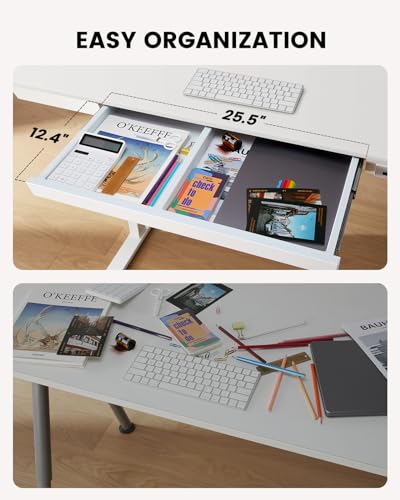 ErGear Electric Standing Desk, 48 x 24 inch Standing Desk with Drawer, Sit Stand Desk with Preassembled Top & USB Charging Ports, Height Adjustable ErGear