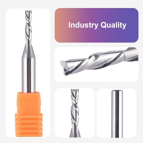 SpeTool 5PCS Down Cut Spiral Router Bit Set 1/4" Shank with 1/8" Cutting Diameter, Carbide CNC Bits for Wood Cutter Milling SpeTool