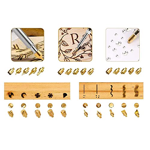 heyous 23pcs Wood Burner Tips Set Pyrography Brass Wood Burning Tip for Wood Pyrography Carving Embossing Soldering DIY Crafts heyous