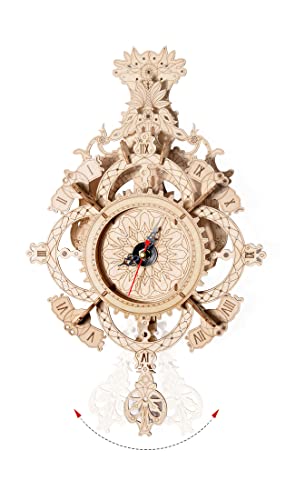 3D Puzzles for Adults Wooden Clock kit DIY Build Mechanical Wall Clock Hanging Pendulum Clock Puzzle Gift for Aldult and Teens Jigtoy