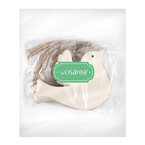 Vosarea 10pcs Wooden Bird Hanging Ornaments Christmas Tree Decoration DIY Crafts Bird Hanging Decoration for Christmas Wedding Door Window Home VOSAREA