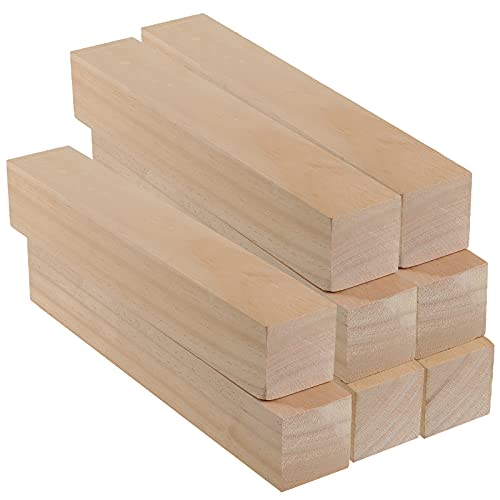 ZEONHAK 8 PCS 2 x 2 x 12 Inches Pine Lumber Square Turning Blanks, Natural Unfinished Wood Carving Blocks for Carving, DIY Art and Craft ZEONHAK