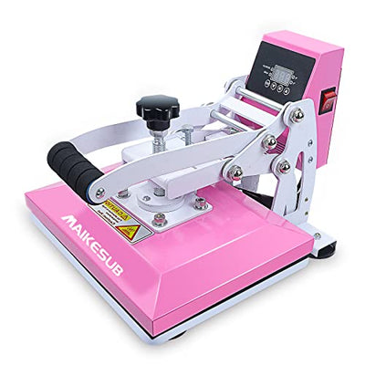 MAIKESUB 12x10 Inch High Pressure Heat Press Machine for T Shirts Digital Industrial Sublimation Printer for Heat Transfer Vinyl Intelligent Pink