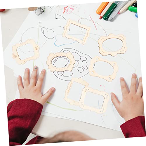 KALLORY 20pcs Small Photo Frame Unfinished Wood Slices Craft Necklace Pendant Unfinished Photo Frames Wood Frames for Crafts Scrapbooking Picture KALLORY