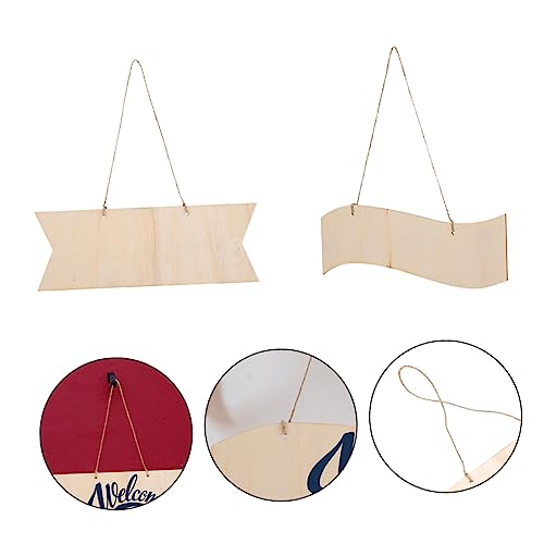 Anneome 4pcs Wooden Sign Unfinished Hanging Sign Unfinished Hanging Wood Plaque Sign for Front Door Blank Wooden Plaques Unfinished Blank Plaques DIY Anneome
