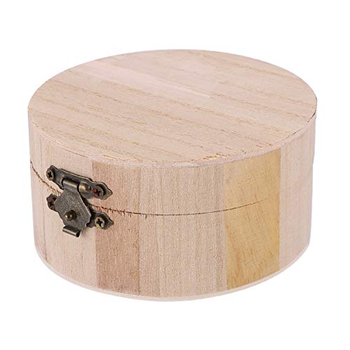 Earring Organizer 2PCS Unfinished Wooden Ring Box DIY Jewelry Organizer Wood Box with Hinged Lid Front Clasp Small Trinket Box Container for Home EXCEART