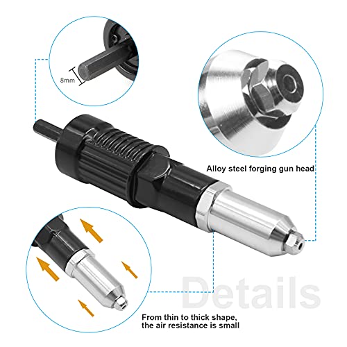 Vkinman Pop Rivet Gun Tool Rivet Drill Attachment Power Drill Tool Kit Cordless Rivet Gun Vkinman