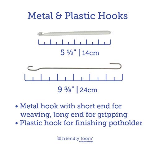 Friendly Loom Potholder 7" Traditional Size Green Potholder Deluxe Loom Kit with Rainbow Color Cotton Loops Make 6 Potholders, Weaving Crafts for Harrisville Designs