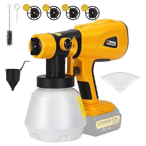 Paint Sprayer for Dewalt 20V MAX Battery, HVLP Spray Paint Gun with Brushless Motor and Copper Nozzle, 200W Cordless Paint Sprayer for Home Interior DTEZTECH