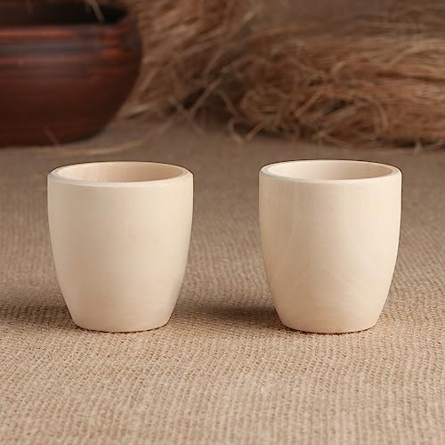 Set of 6 Wooden Glasses - Handmade Unfinished Wood Cups - Craft Kit for DIY Home Decor & Garden - Natural Solid Wood Tea Cup - Arts and Crafts for AEVVV