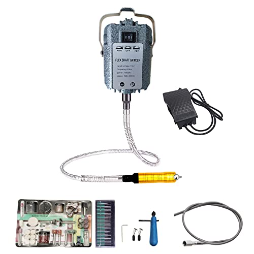 TUNTROL 1000W 30000RPM Flex Shaft Rotary Tool, Thicken 1/4" Flexible Shaft with Stepless Speed Foot Pedal, Hanging Grinder Carver Electric TUNTROL