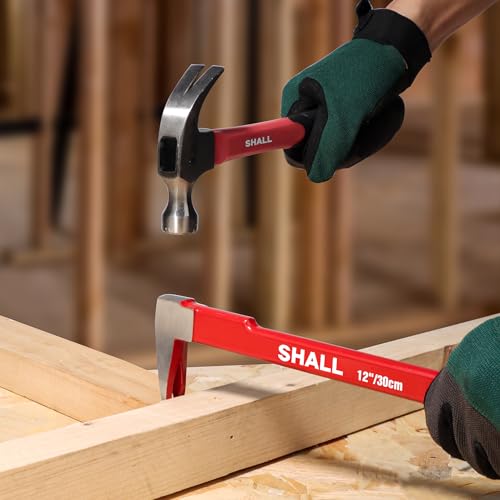 SHALL 3-Piece Nail Puller Tool Set, 12’’, 10’’, 8’’ - Heavy Duty & Mini Cats Paw Pry Bar, Utility Claw Bar, Wonder Bar, High Carbon Steel Crowbar SHALL