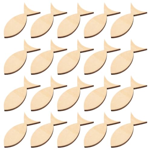 Garneck 50pcs Wooden Animals Wood Crafts Wood Trim Wooden Decor Wood Decor Wooden Crafts Unfinished Wooden Ornaments Unfinished Fish Cutouts Wooden Garneck