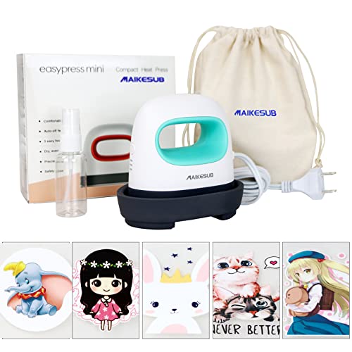 MAIKESUB Mini Heat Press Machine Easy to Use for T Shirts Shoes Hats Small HTV Iron on Vinyl Projects Portable Heating Transfer Iron Green (Green) MAIKESUB