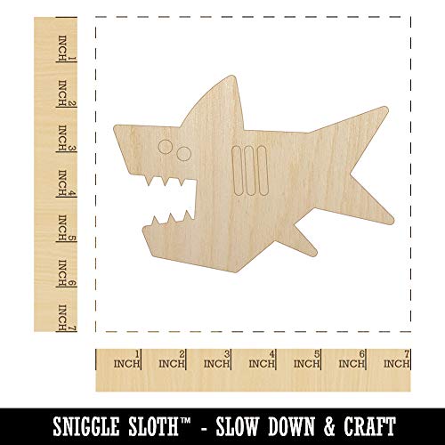 Shark Doodle Unfinished Wood Shape Piece Cutout for DIY Craft Projects - 1/4 Inch Thick - 6.25 Inch Size Sniggle Sloth