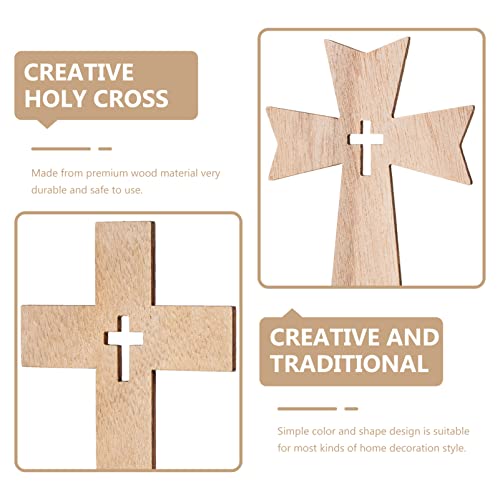 20 Pcs Cross Decor Wooden Crafts Cross Shaped Ornaments Tabletop Decor Cross Art Sign for Home Decor Gift SEWACC