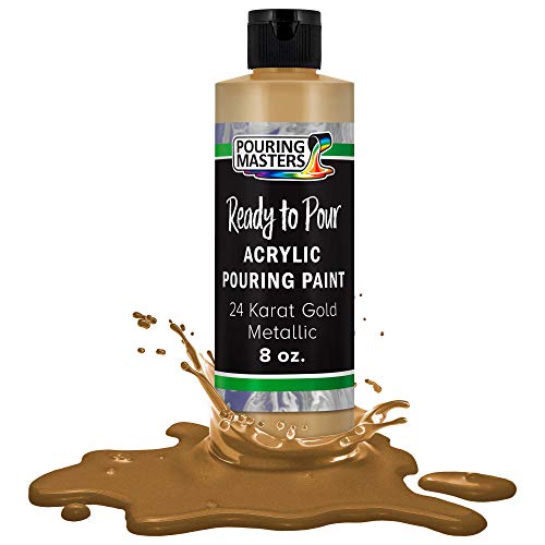 Pouring Masters 24 Karat Gold Metallic Acrylic Ready to Pour Pouring Paint – Premium 8-Ounce Pre-Mixed Water-Based - For Canvas, Wood, Paper, Crafts, U.S. Art Supply