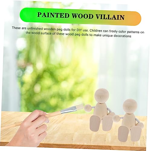 4pcs Wooden Doll Pegs Unfinished Wooden Doll Wood Peg Dolls Doll Pegs DIY Peg Dolls Unfinished Dolls Pegs Graffiti Wooden Doll Blank Peg Dolls Common Ciieeo