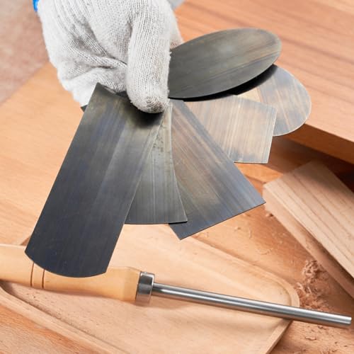 HERMIT TOOLS Cabinet Scraper Burnisher with 6 Piece Multi-Shaped Scraper Set 1 Oval 2 Double Convex/concave 1 Rectangle 1 Curved and 1 Gooseneck HERMIT TOOLS