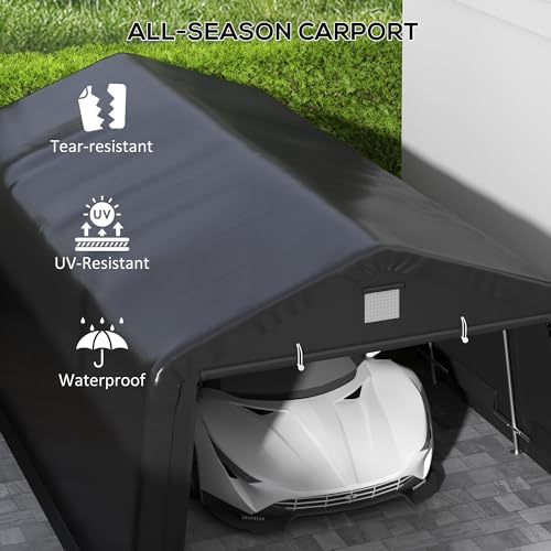 Outsunny 12' x 20' Heavy Duty Carport, Portable Garage Canopy Tent with 2 Ventilation Windows and Large Door, for Car, Truck, Boat, Motorcycle, Bike, Outsunny