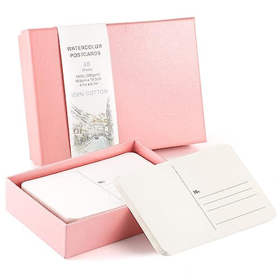 48 Sheets 4x6 Watercolor Postcards, 140lb/300gsm Blank Postcards Watercolor Paper Cards Art Supplies Christmas Gifts for Painting, DIY, Mailing,