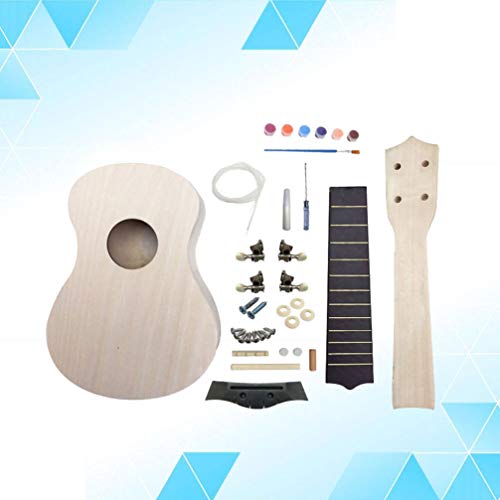Artibetter 1 Set Diy Guitar Kit Unfinished Luthier Project Guitar Kit Body Neck Bridge Fretboard Ukulele Crafts ARTIBETTER