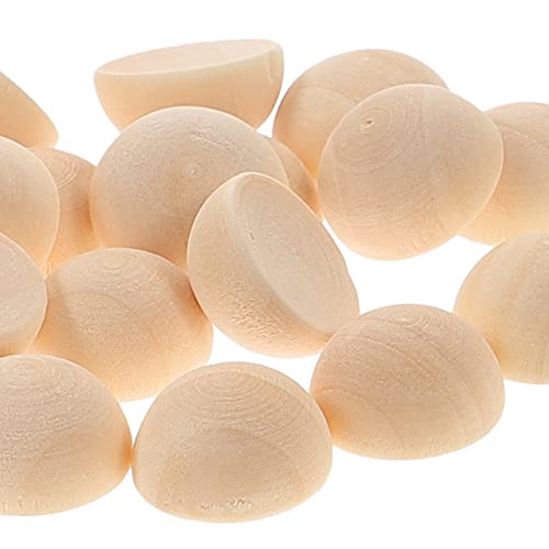 Yardwe 200pcs Wooden Hemisphere Unfinished Spacer Beads Half Craft Balls White Spray Paint Wood Unfinished Wood Beads Wood Rings for Crafts Lotus Yardwe