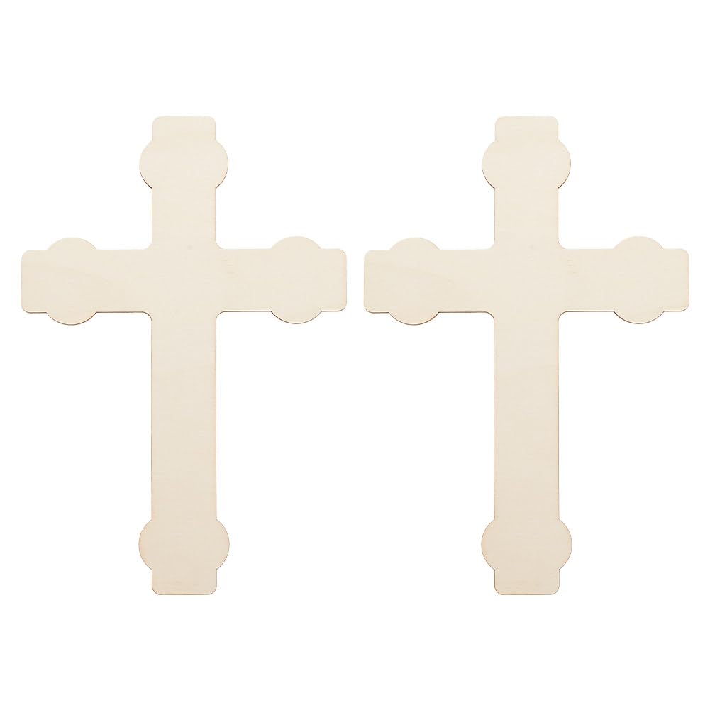 OLYCRAFT 2Pcs Unfinished Wood Pieces 6.6x9.8 Inch Cross Wood Pieces Cutout Unfinished Wood Undyed Wood Cross Slices Blank Wood Slices for DIY Crafts OLYCRAFT