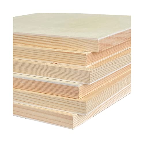 Wood Art Panels 12x12 Unfinished Wooden Canvas Panels 6-Pack Wood Frame for Oil Pouring Acrylics Painting Crafts Cregugua