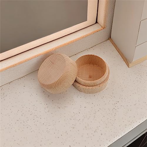 Mini Round Wooden Boxes,Portable Trinket Earrings Organizer,Wedding Ring Jewelry Bearer Boxes,DIY Craft Gift Case LZIYAN