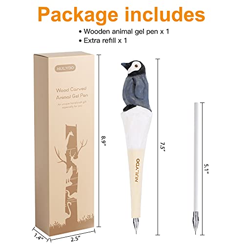 NULYDO 100% Handmade Wood Carved Animal Gel Pen | Baby Penguin, Cute Stationary School Supply Office Supply, Fun Pen Novelty Writing Pen, Unique Gift NULYDO