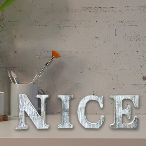 WOODOUNAI 4 Inch Wood Letters Unfinished Rustic Wood Letters for Wall Decor Decorative Standing Letters Slices Sign Board Decoration for Craft Home woodounai