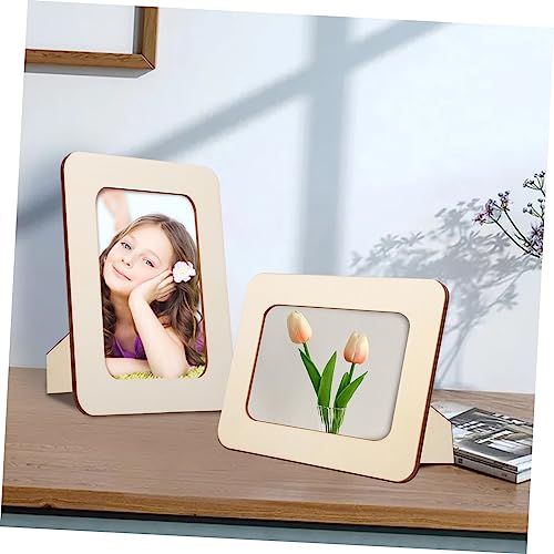 MAGICLULU 6Pcs 6 DIY art frame wooden clay decorate bulk stand wood DIY photo frame wooden picture frame postcard picture frame crafts unfinished MAGICLULU
