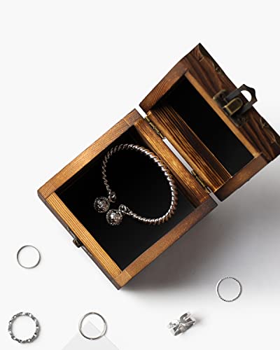 small wooden box with hinged lid decorative,personalized keepsake boxes for women,rustic square wooden gift box,Covered with soft velvet jewelry box Lauarts