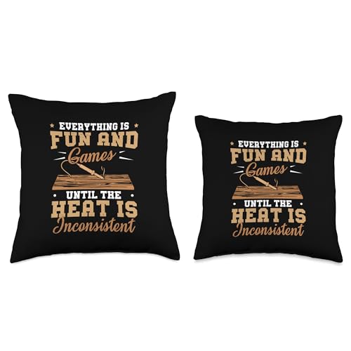 Pyrographer Artist & Woodburner Apparel For Men Woodburning The Heat is Inconsistent Funny Pyrography Throw Pillow, 18x18, Multicolor Pyrographer Artist & Woodburner Apparel For Men