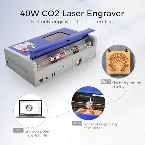 Monport 40W 2.0 Laser Engraver (8" X 12"), Lightburn Compatible CO2 Laser Engraver & Cutter with Adjustable Laser Head, Air Assist, Red Dot Guidance, Monport