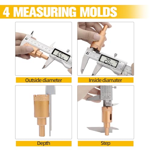 GRENPRO Digital Caliper,6 Inches Electronic Digital Vernier Caliper Measuring Tool,All Metal Micrometer Vernier Caliper with Huge LED Screen for GRENPRO