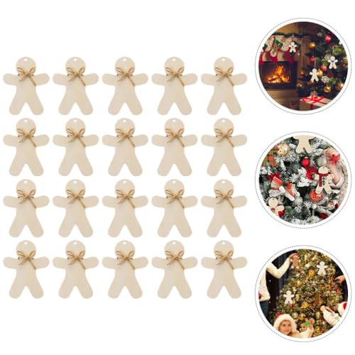 ABOOFAN 20 Sets Gingerbread Christmas Wooden Ornaments Unfinished Gingerbread Wooden Decorations Blank Gingerbread Man Shape Cutouts Embellishment ABOOFAN
