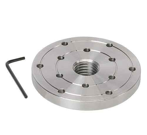 VINWOX 4" Wood Lathe Steel Faceplate, 1”x8TPI Spindle Thread Woodworking Machine Chuck Face Plate VINWOX
