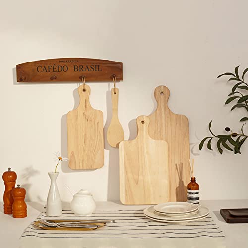 LZMS 4 Pcs Medium Wood Cutting Board - Kitchen Chopping Boards for Bread, Cheese, Vegetabes & Fruits with Handle - Eco-Friendly Board for Health LZMS