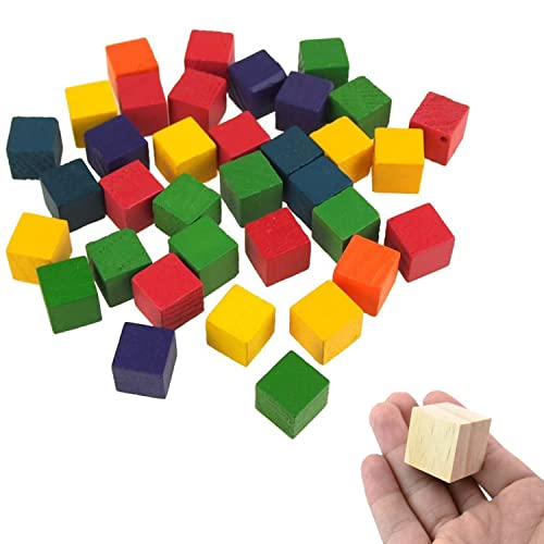 Wood Blocks for Crafts, Unfinished Wood Cubes, 1 Inch Natural Wooden Blocks, Pack of 50 Wood Square Blocks, Wooden Cubes for Arts and Crafts and DIY SIWUCHYE