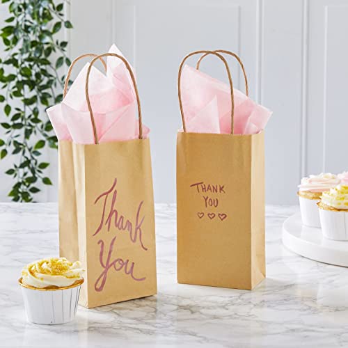 Juvale 50-Pack Small Brown Gift Bags with Handles - Small Kraft Paper Bags for Birthday, Retail, Crafts (3.5x2.4x7 in) Juvale