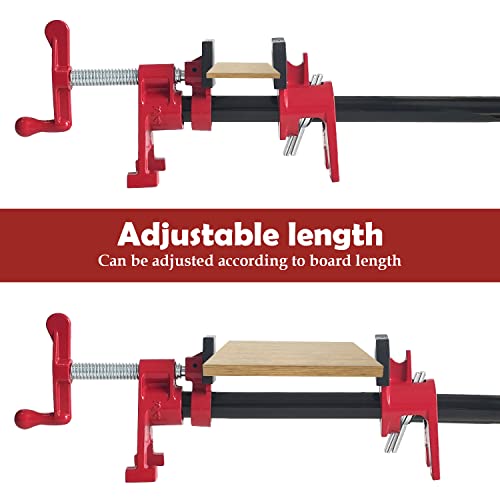 Sutekus 2Pack Pipe Clamps 3/4 Inch Wood Gluing Pipe Clamp Set with H-shaped Feet Bar Clamps Heavy Duty Woodworking Cast Iron Clamp Fixture (3/4 Inch) Sutekus