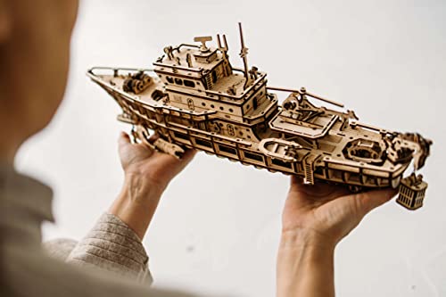 Wood Trick Yacht Mechanical 3D Wooden Puzzles for Adults and Kids to Build - Rides up to 8 ft - Model Kits for Adults - DIY Wooden Models for Adults Wood Trick