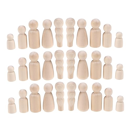 Anneome 50pcs Peg Dolls Unfinished Family Kids Dolls Kids Paint Toys Kids Toys Wood Peg People Wood Manikin for Anneome